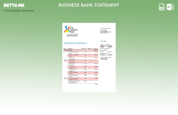 модерен стил Градската национална банка на Флорида извод на фирмата сметка Word 